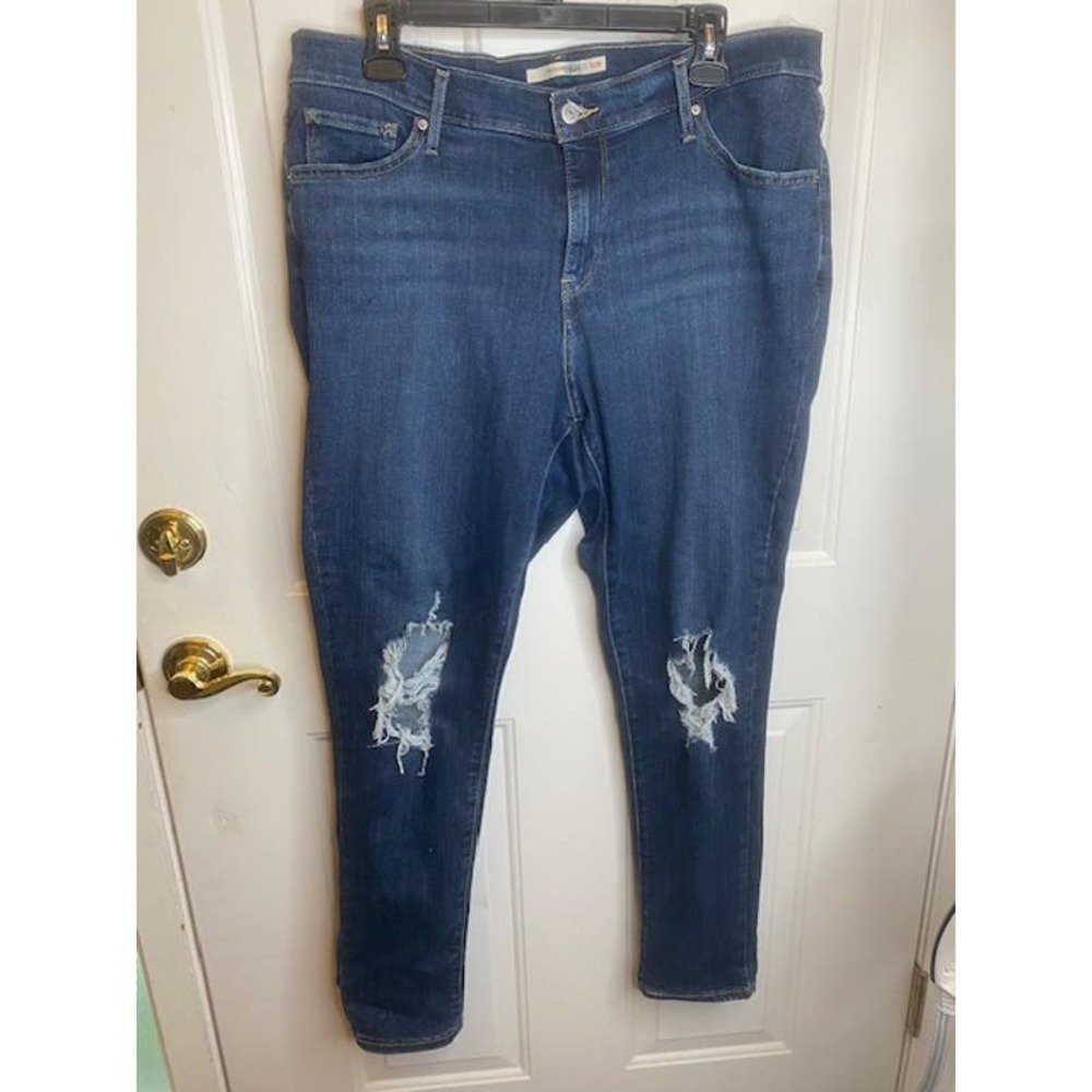 Levis 711 Skinny Womens Denim Jeans Size 16 W Dark‎ Wash Cotton Stretch Pockets